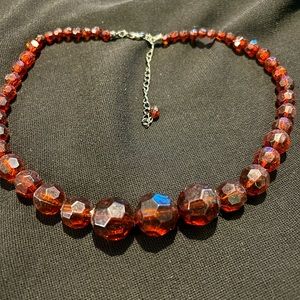 VTG Sparkly Plastic Root Beer Colored beaded choker. Unbranded.